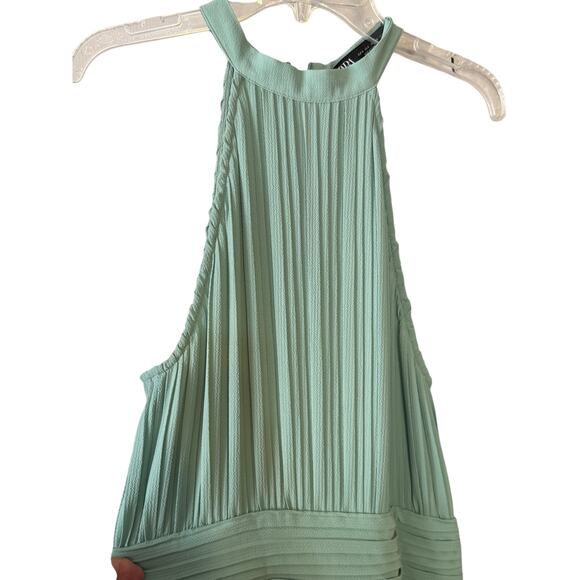 Zara Sea Green Pleated Halter Neck Jumpsuit Size Small - Picture 9 of 9